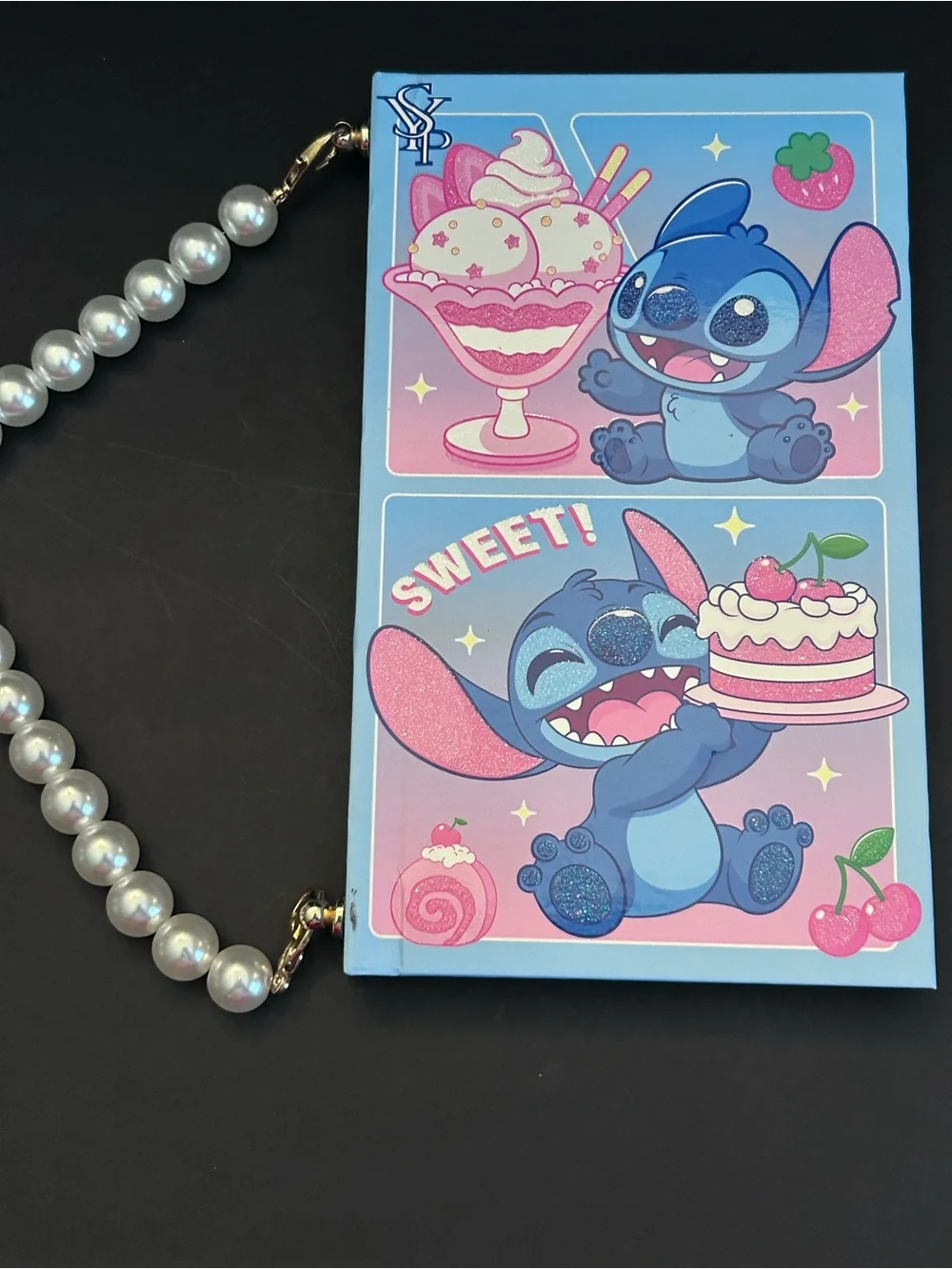 Disney Stitch Sweet Treats Cosmetic Palette With Pearl Handle Blue Pink NEW